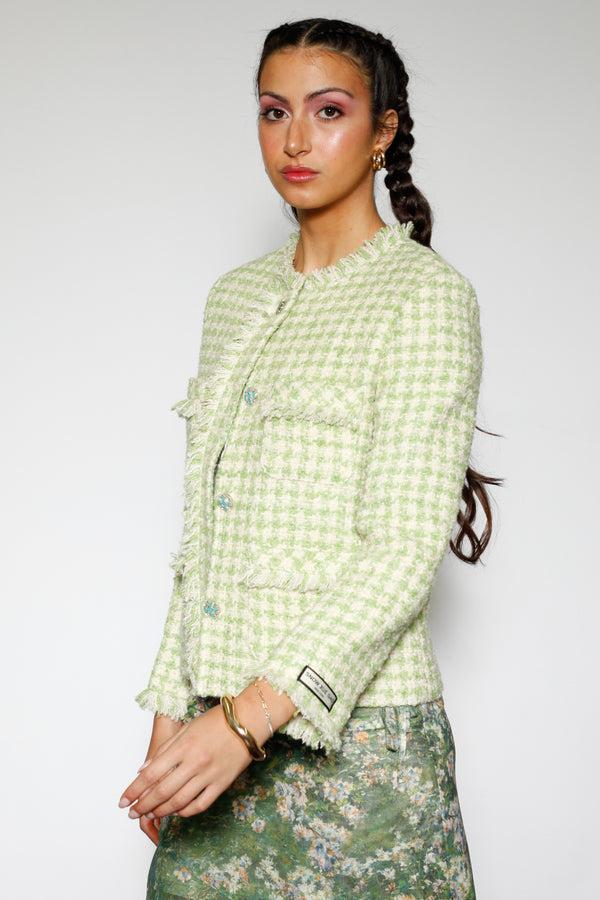 Snow Xue Gao Green Wool Houndstooth Blazer