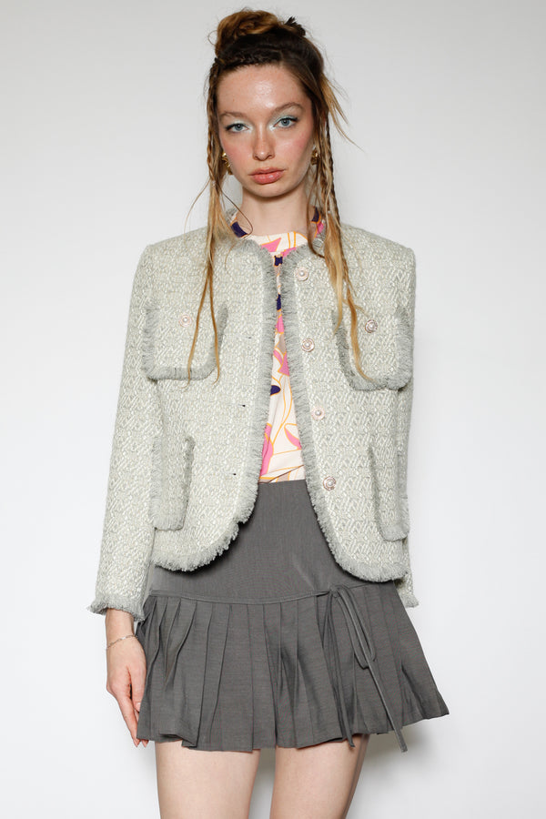Snow Xue Gao Grey Wool Tweed Blazer