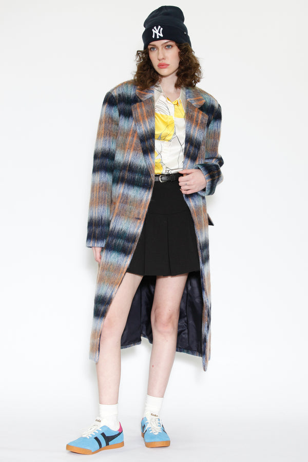 snow Xue Gao Heavy Wool Blue Plaid Coat