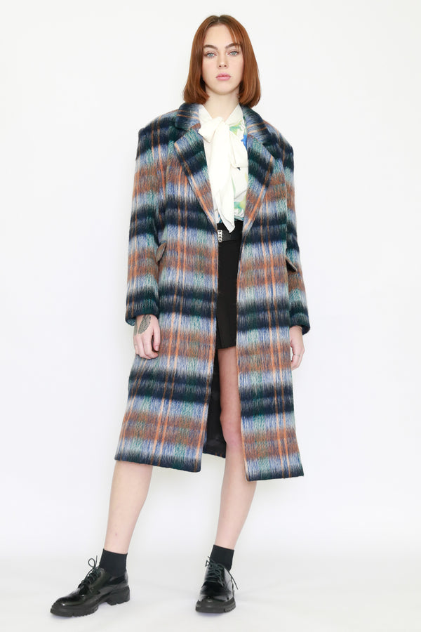 snow xue gao Heavy Wool Blue Plaid Coat
