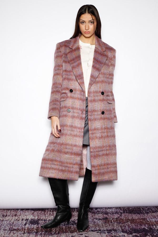 Snow Xue Gao Heavy Wool Blush Red Plaid Coat