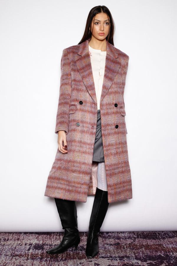Snow Xue Gao Heavy Wool Blush Red Plaid Coat