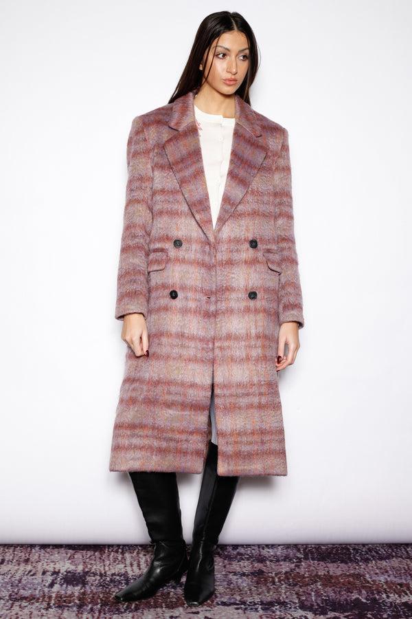 snow xue gao Heavy Wool Blush Red Plaid Coat