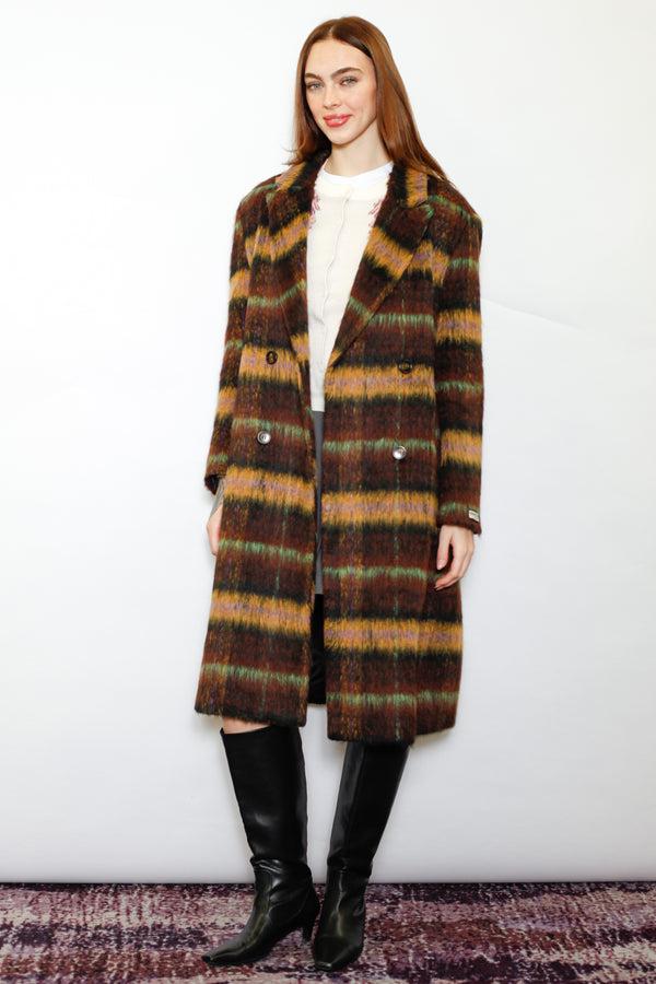 Snow Xue Gao Heavy Wool Brown Plaid Coat