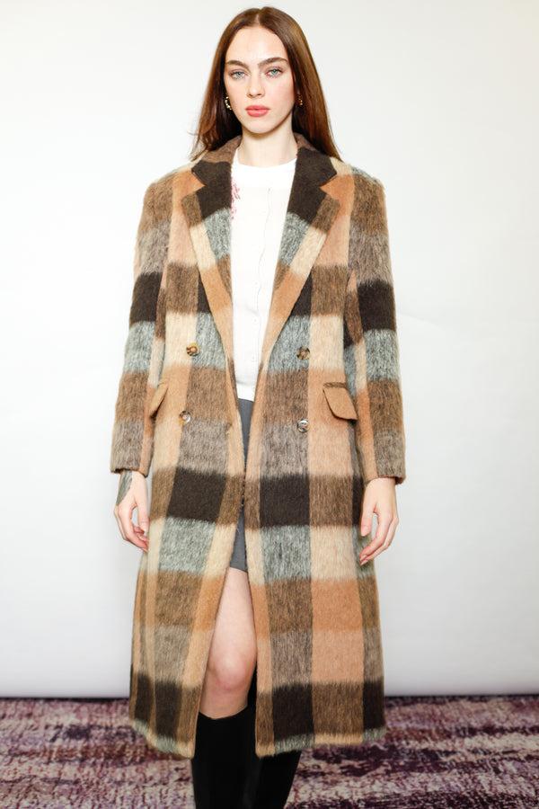 Snow Xue Gao Heavy Wool Camel Brown Plaid Coat