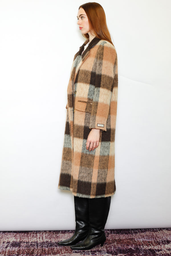 Snow Xue Gao Heavy Wool Camel Brown Plaid Coat