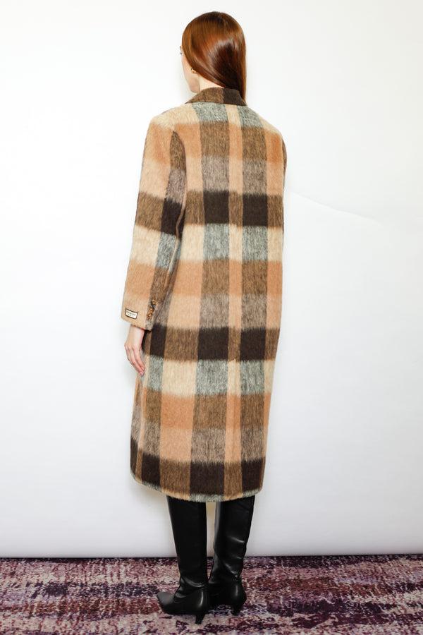 Snow Xue Gao Heavy Wool Camel Brown Plaid Coat