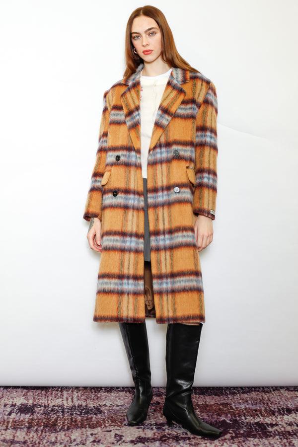 Snow Xue Gao Heavy Wool Camel Plaid Coat