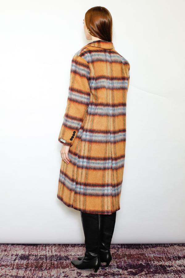 Snow Xue Gao Heavy Wool Camel Plaid Coat