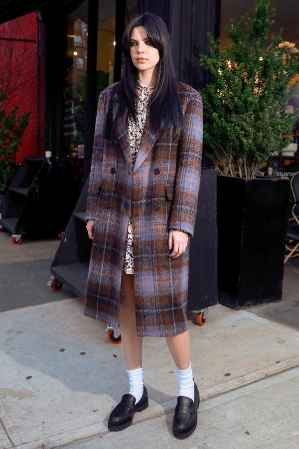 Snow Xue Gao Heavy Wool Chocolate Plaid Coat