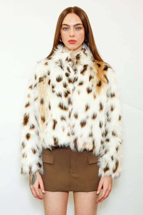 Snow Xue Gao Heavy Wool Faux Fur Spotted Jacket