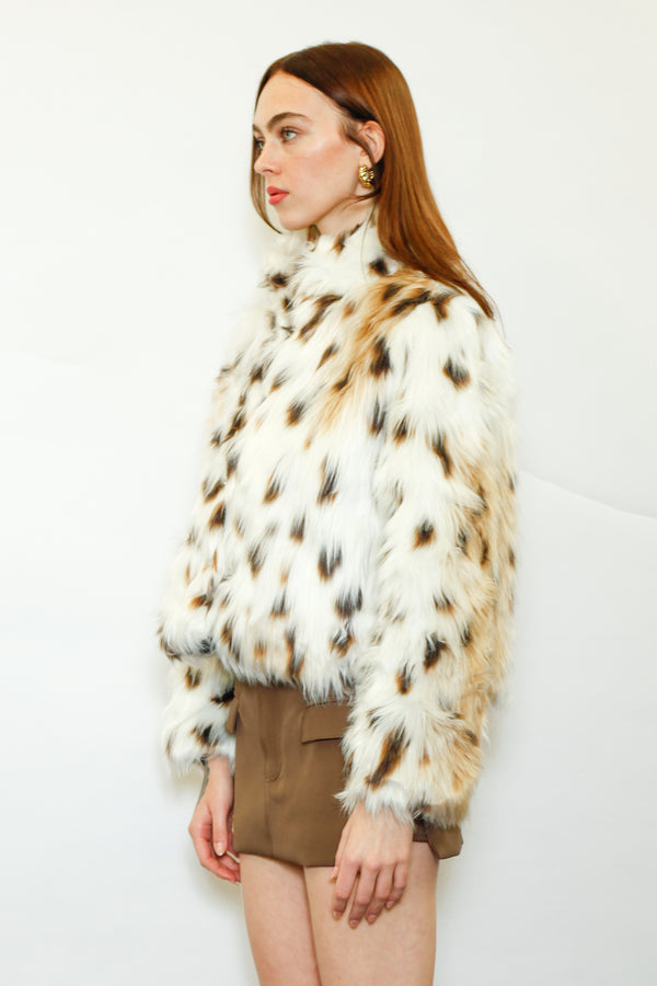 Snow Xue Gao Heavy Wool Faux Fur Spotted Jacket