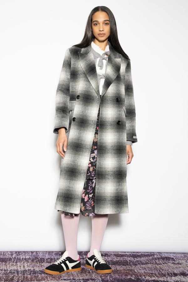Snow Xue Gao Heavy Wool Grey Plaid Coat