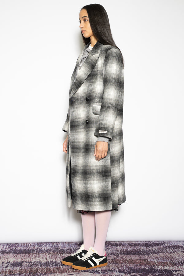 Snow Xue Gao Heavy Wool Grey Plaid Coat