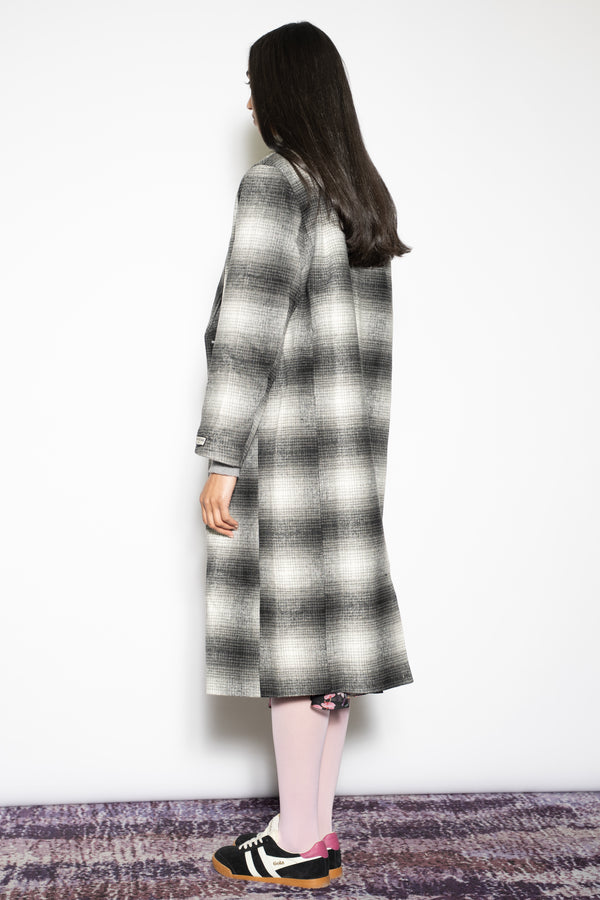 Snow Xue Gao Heavy Wool Grey Plaid Coat