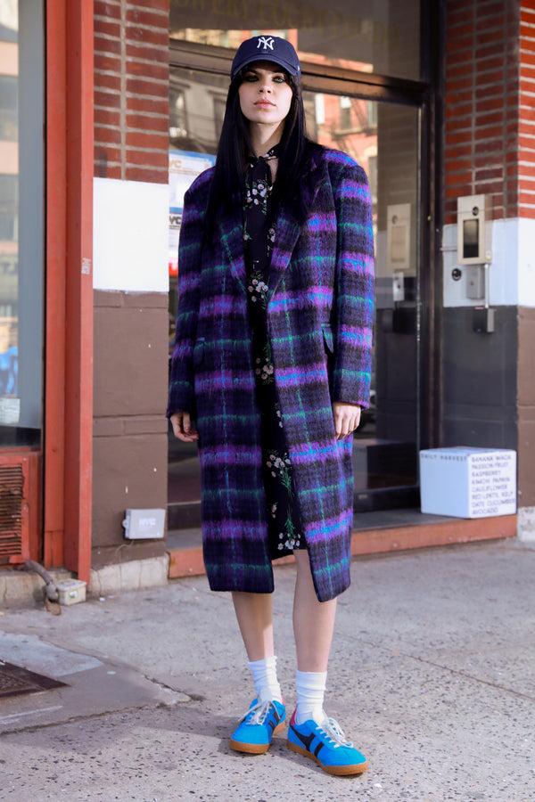 Snow Xue Gao Heavy Wool Purple Plaid Coat