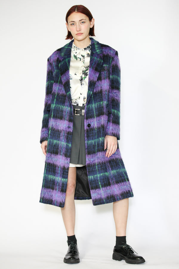 Snow Xue Gao Heavy Wool Purple Plaid Coat