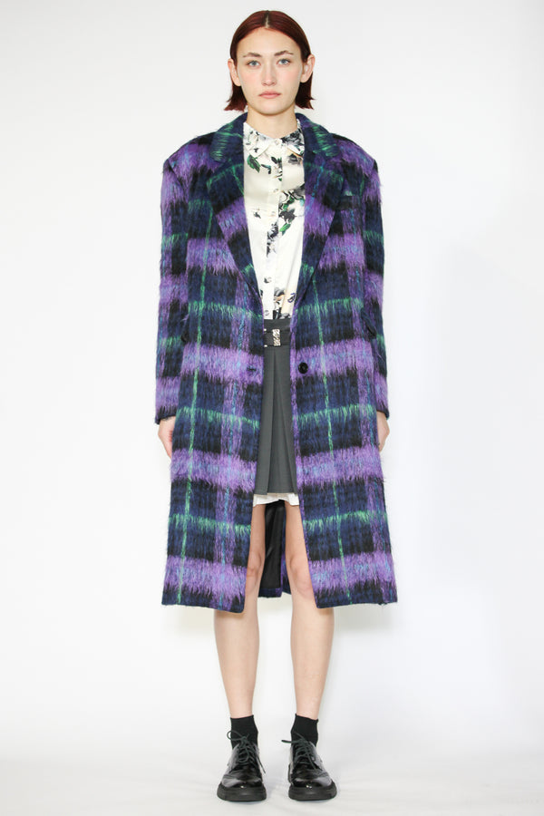 Snow Xue Gao Heavy Wool Purple Plaid Coat