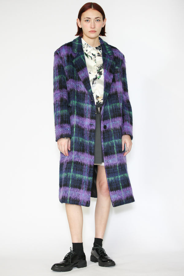 snow xue gao Heavy Wool Purple Plaid Coat