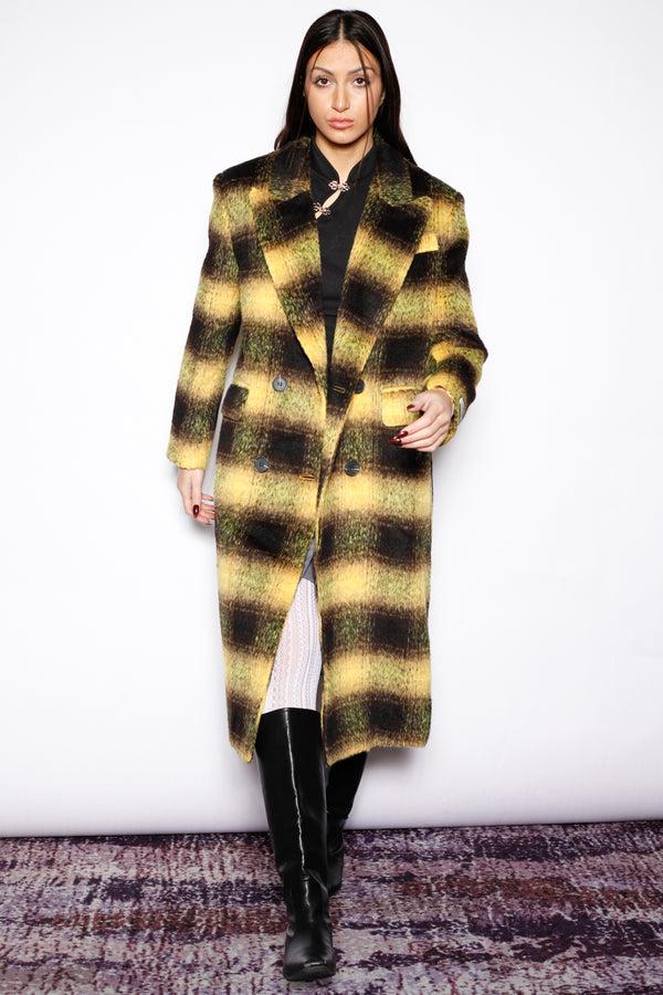Snow Xue Gao Heavy Wool Yellow Plaid Coat
