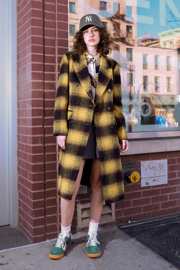 Snow Xue Gao Heavy Wool Yellow Plaid Coat