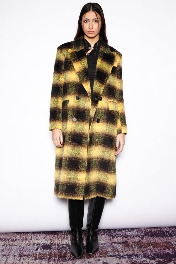 snow xue gao Heavy Wool Yellow Plaid Coat