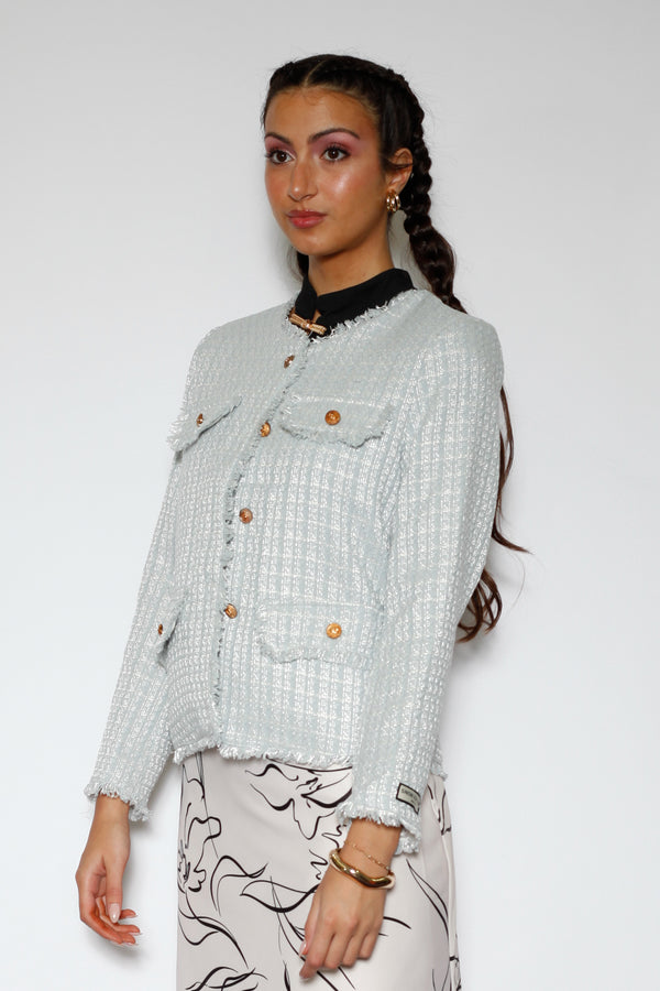 Snow Xue Gao Icy Blue Wool Blazer