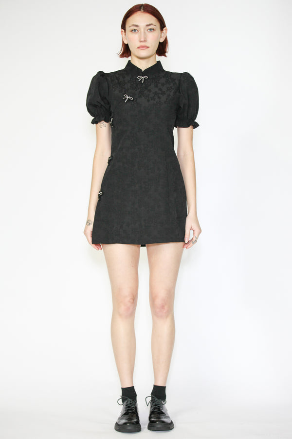 Snow Xue Gao Qipao Mini Dress With Crystal Bow Tie