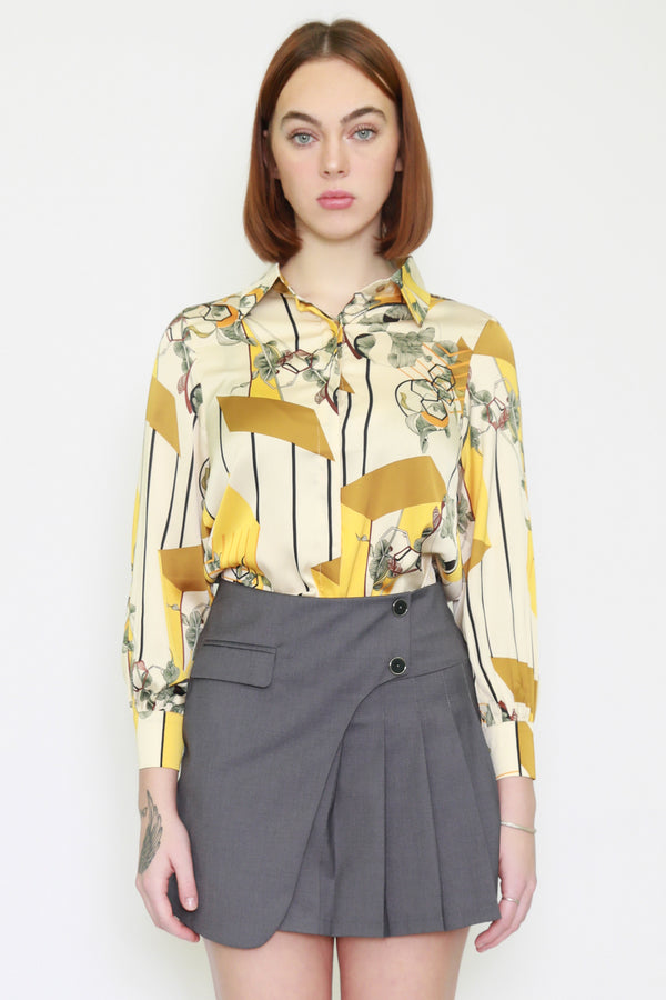 snow xue gao Silk Abstract Prints Yellow Shirt