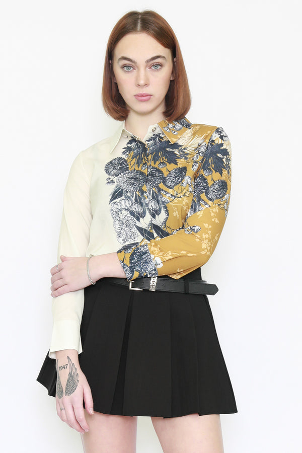 snow xue gao Silk Art Prints Beige Yellow Shirt