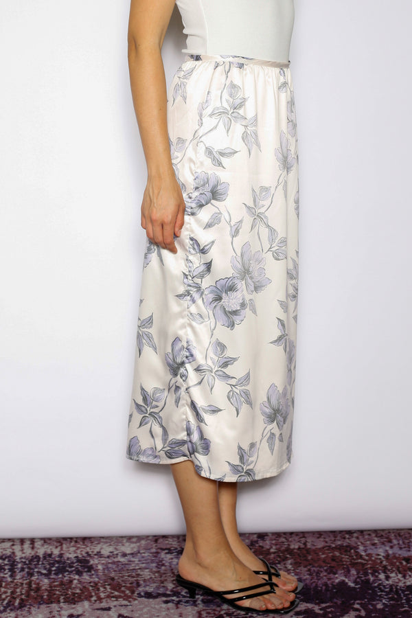 Snow Xue Gao Silk Champagne Floral Midi Skirt