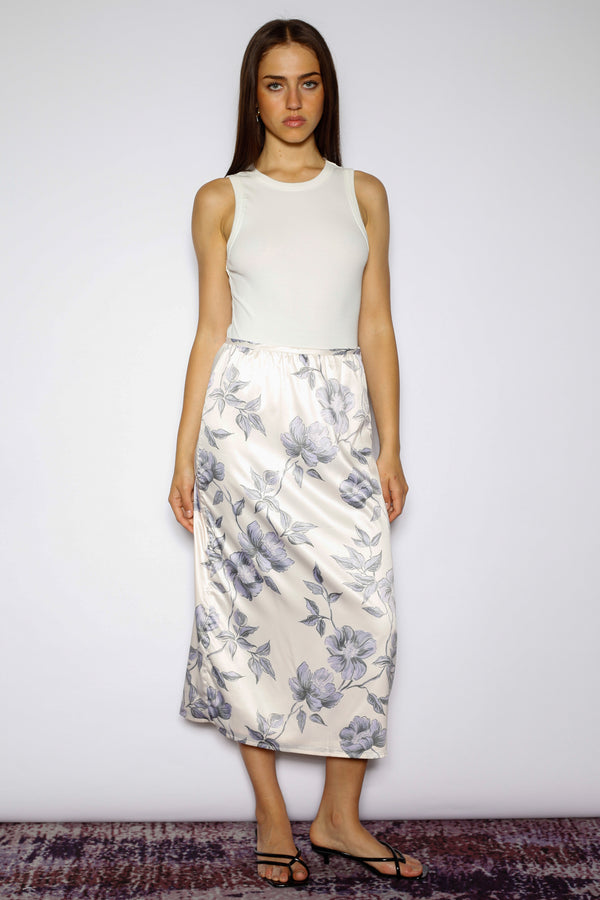 Snow Xue Gao Silk Champagne Floral Midi Skirt