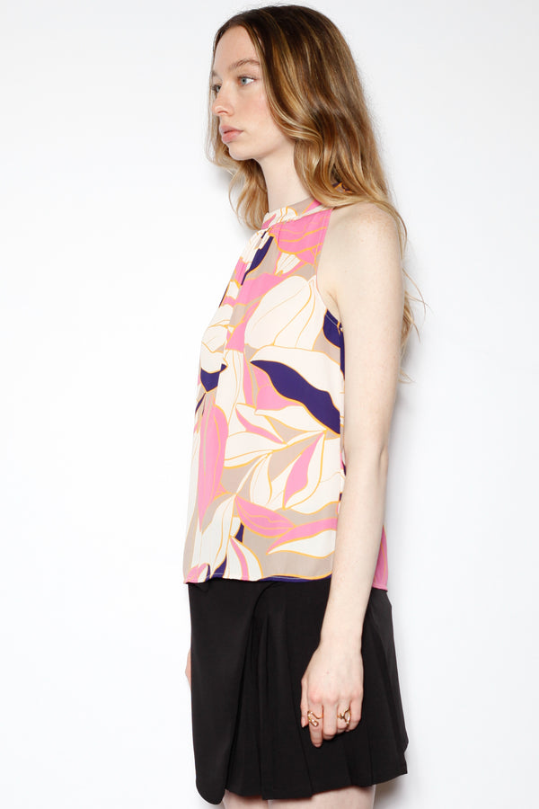 Snow Xue Gao Silk Pink Abstract Printed Blouse Top
