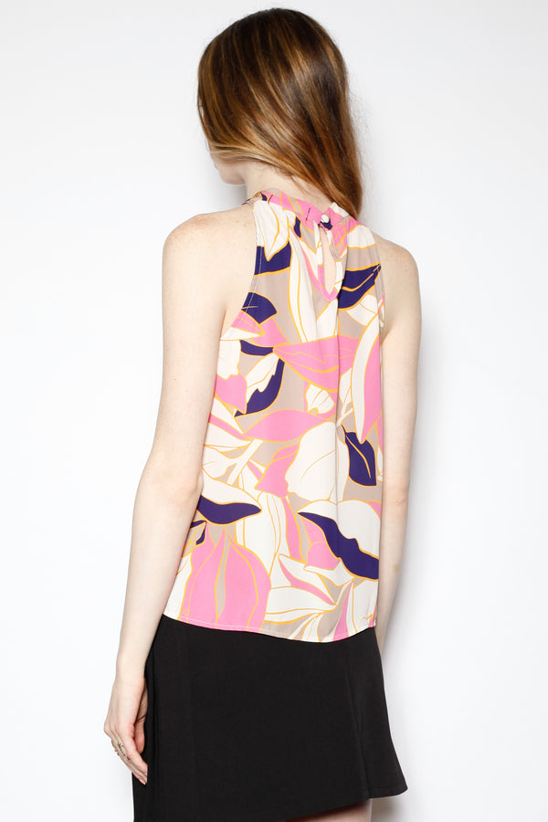 Snow Xue Gao Silk Pink Abstract Printed Blouse Top