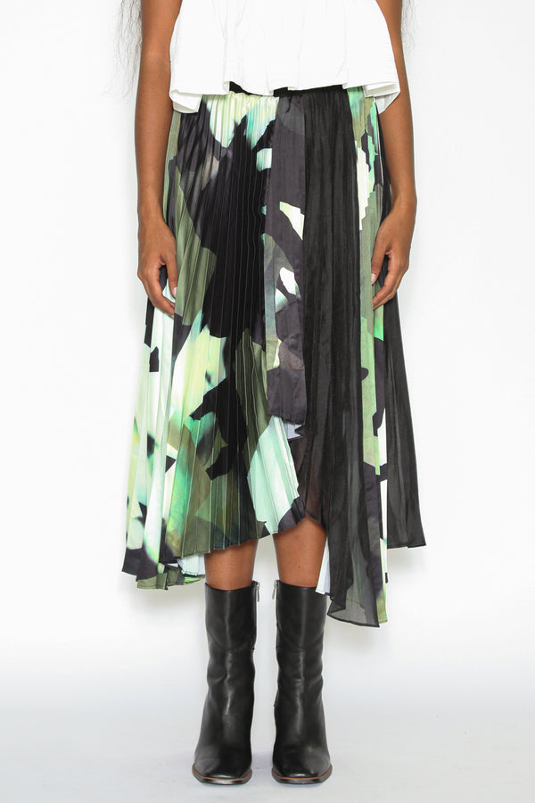 snow xue gao Silk Pleated Abstract Skirt