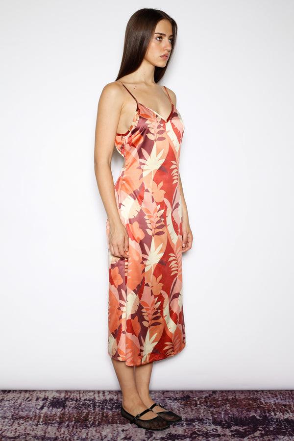 Snow Xue Gao Silk Printed Backless Slip Dress