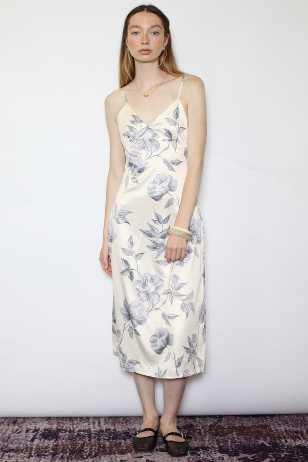 Snow Xue Gao Silk Printed Champagne Slip Dress
