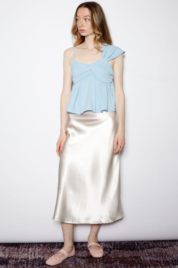 Snow Xue Gao Silk White Satin Midi Skirt