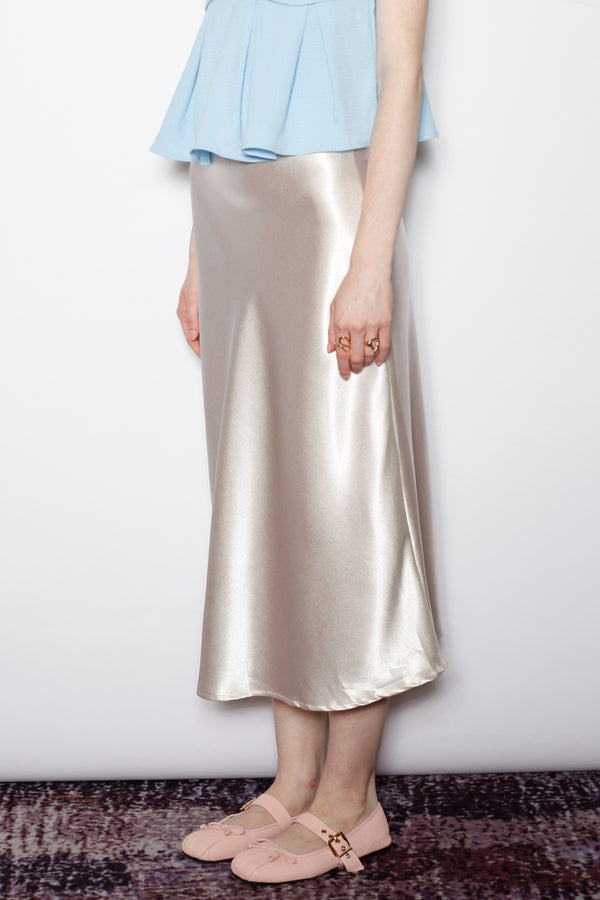 Snow Xue Gao Silk White Satin Midi Skirt