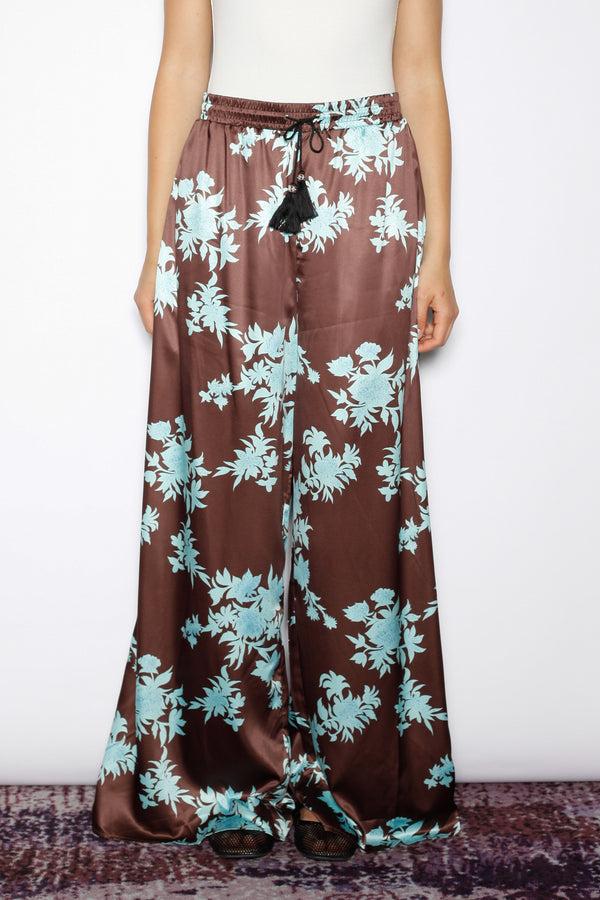 Snow Xue Gao Silk Wide-Leg Printed Floral Pants