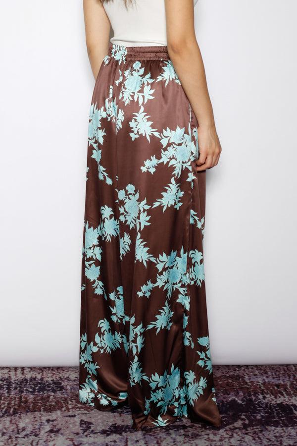 Snow Xue Gao Silk Wide-Leg Printed Floral Pants