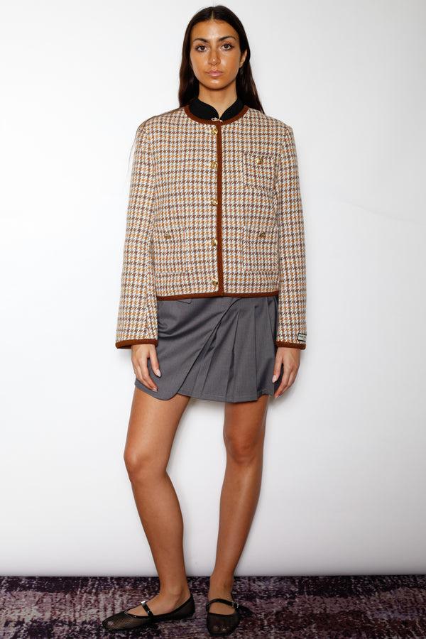 Snow Xue Gao Wool Beige Houndstooth Blazer