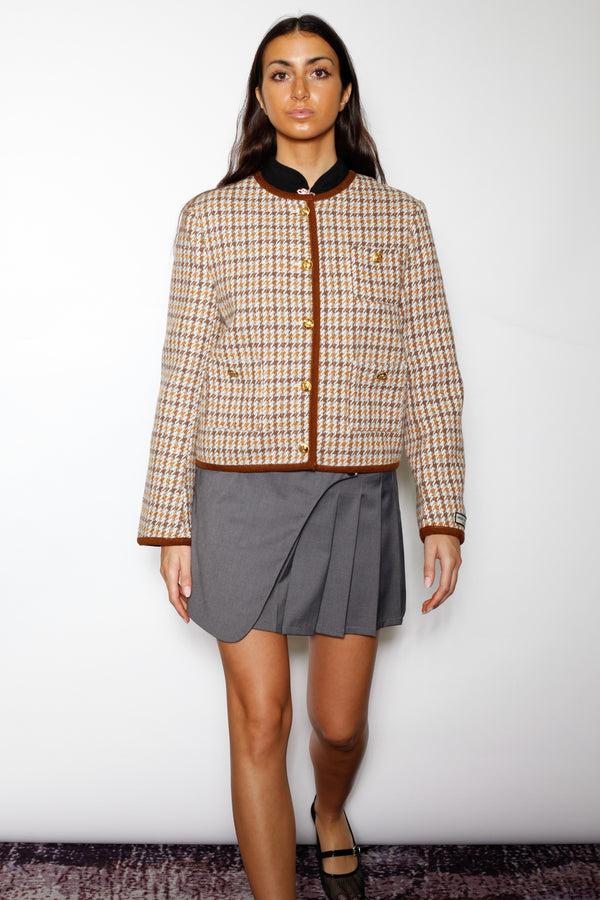 Snow Xue Gao Wool Beige Houndstooth Blazer