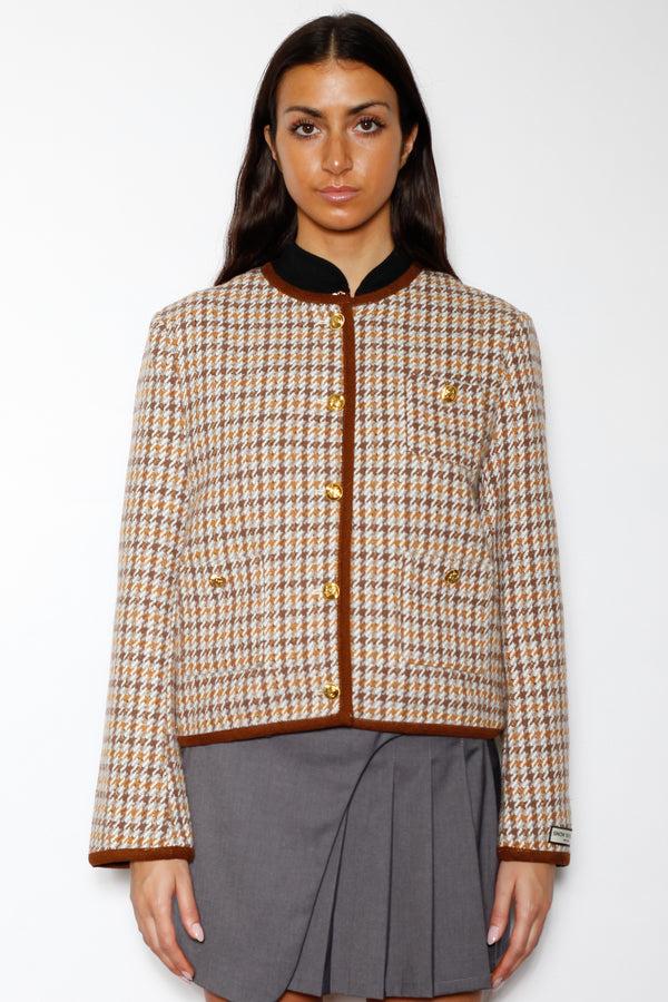 Snow Xue Gao Wool Beige Houndstooth Blazer
