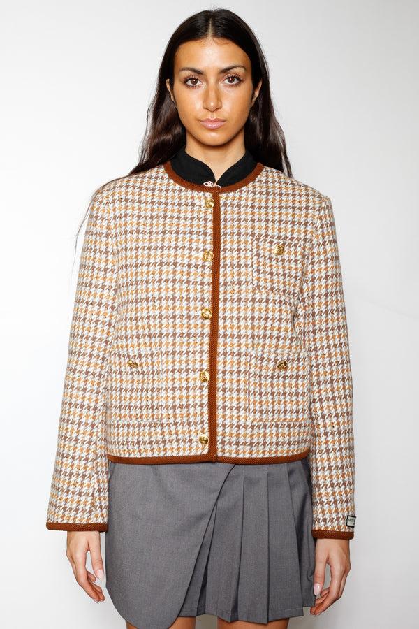 snow xue gao Wool Beige Houndstooth Blazer