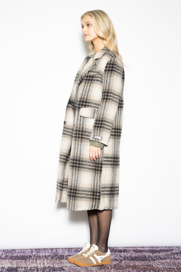 Snow Xue Gao Wool Black Grey Plaid Coat