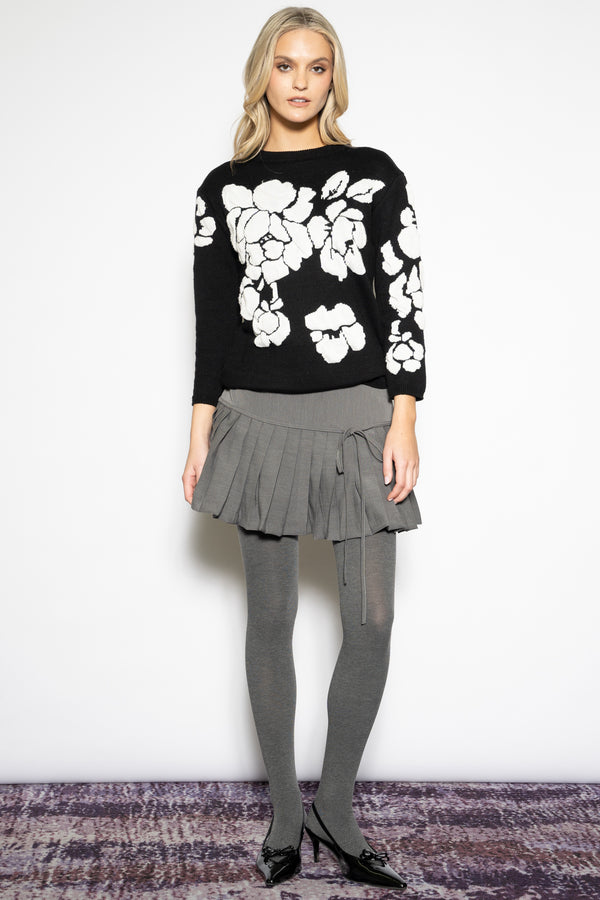 Snow Xue Gao Wool Black White Floral Sweater