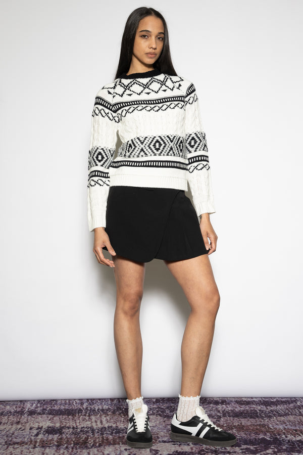 Snow Xue Gao Wool Black White Geometric Sweater