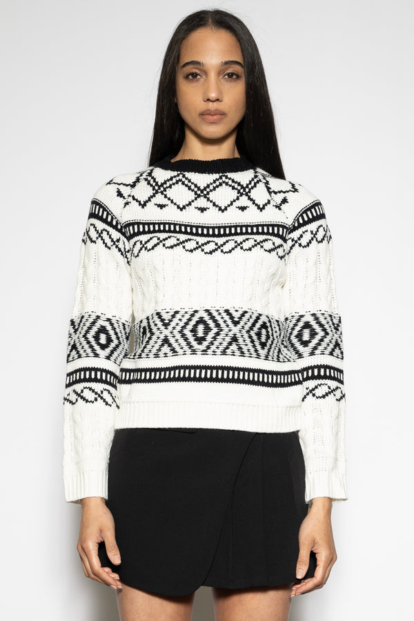 Snow Xue Gao Wool Black White Geometric Sweater