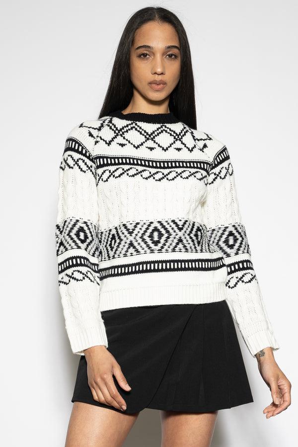 snow xue gao Wool Black White Geometric Sweater